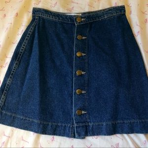 Button Front Denim Mini Skirt